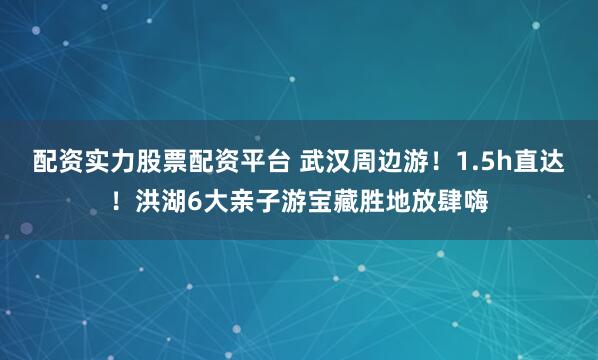 配资实力股票配资平台 武汉周边游！1.5h直达！洪湖6大亲子游宝藏胜地放肆嗨